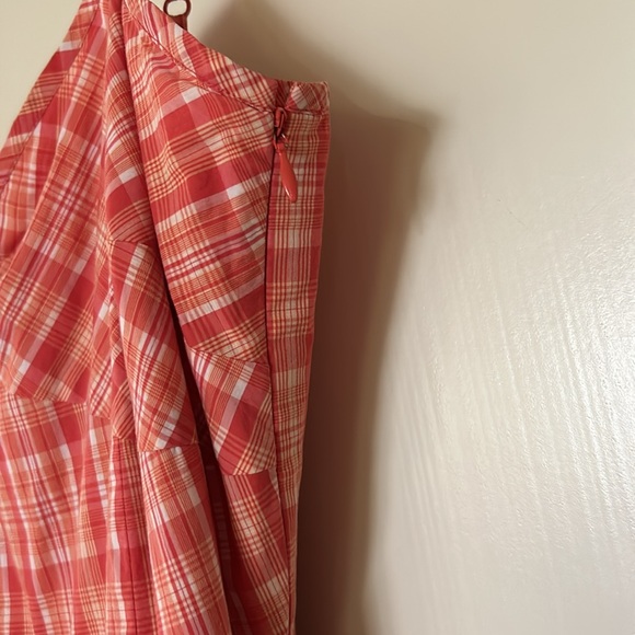 NWOT.  Ann Taylor Loft plaid short summer dress in a shade of peachy orange. - Picture 10 of 12